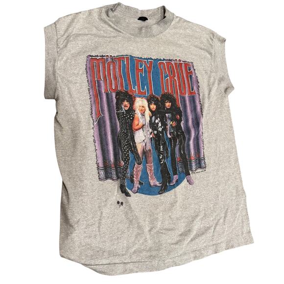VINTAGE 80s Motley Crue Theatre of Pain World Tour 1985 86 Sleeveless T-Shirt L - Picture 2 of 6